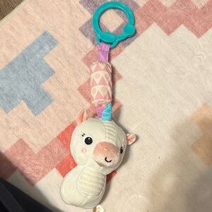 Charming White Unicorn Plush Toy with Teal Ring